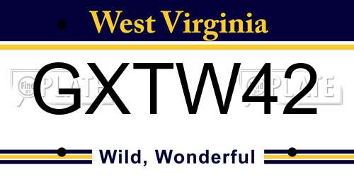 GXTW42 West Virginia License Plate