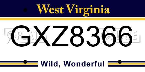GXZ8366 West Virginia License Plate