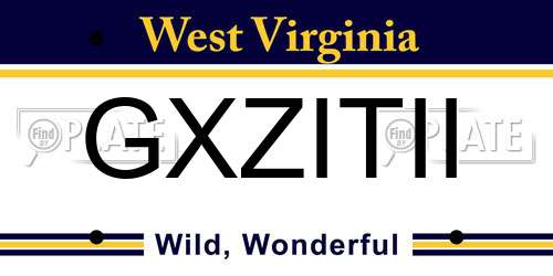 GXZITII West Virginia License Plate