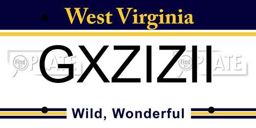 GXZIZII West Virginia License Plate