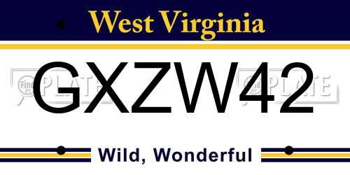 GXZW42 West Virginia License Plate