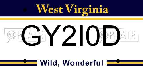 GY2I0D West Virginia License Plate