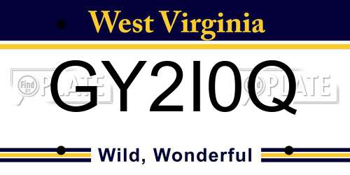 GY2I0Q West Virginia License Plate