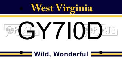GY7I0D West Virginia License Plate
