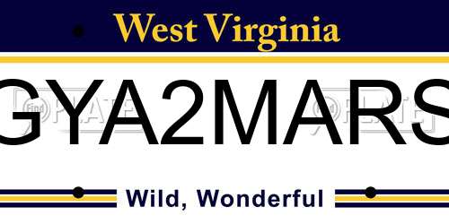 GYA2MARS West Virginia License Plate