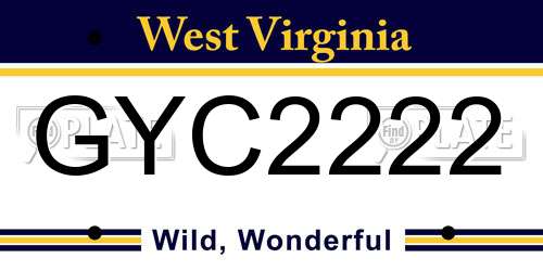 GYC2222 West Virginia License Plate
