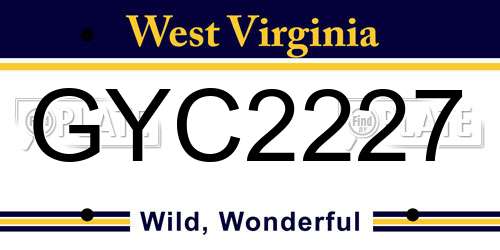 GYC2227 West Virginia License Plate