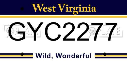 GYC2277 West Virginia License Plate