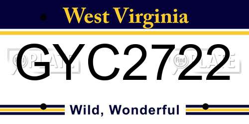 GYC2722 West Virginia License Plate