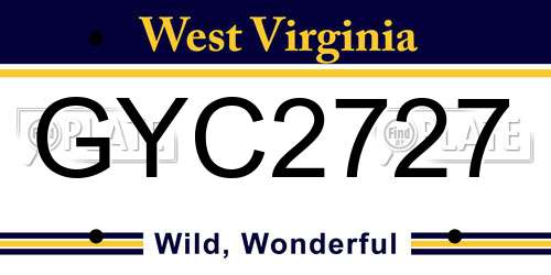 GYC2727 West Virginia License Plate