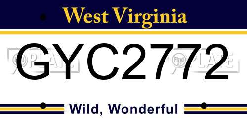 GYC2772 West Virginia License Plate