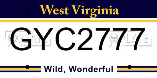 GYC2777 West Virginia License Plate
