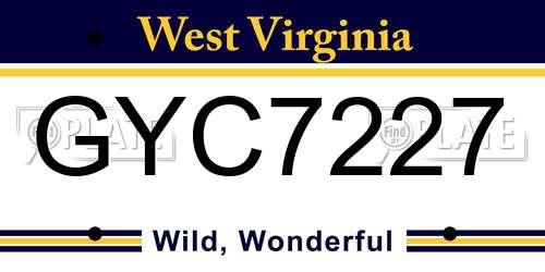GYC7227 West Virginia License Plate