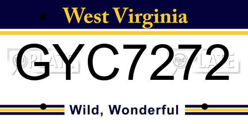 GYC7272 West Virginia License Plate