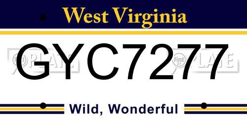GYC7277 West Virginia License Plate