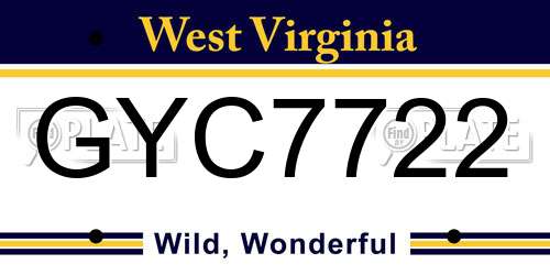 GYC7722 West Virginia License Plate
