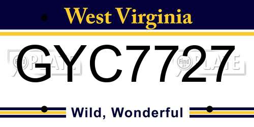 GYC7727 West Virginia License Plate