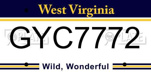 GYC7772 West Virginia License Plate