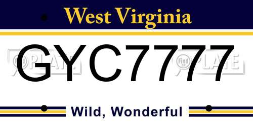 GYC7777 West Virginia License Plate