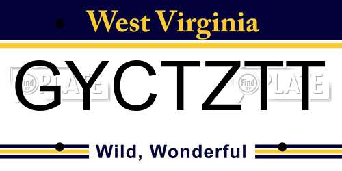 GYCTZTT West Virginia License Plate