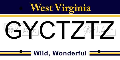 GYCTZTZ West Virginia License Plate