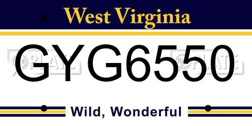 GYG6550 West Virginia License Plate