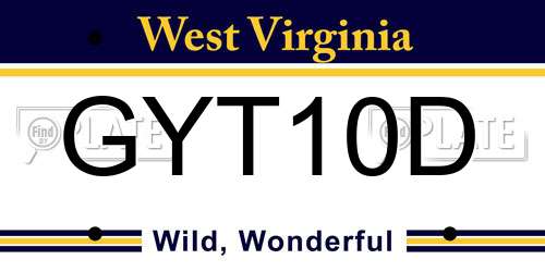 GYT10D West Virginia License Plate