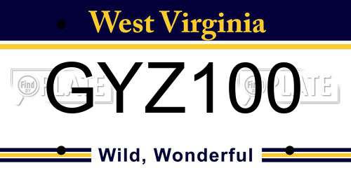 GYZ100 West Virginia License Plate
