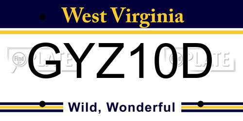 GYZ10D West Virginia License Plate