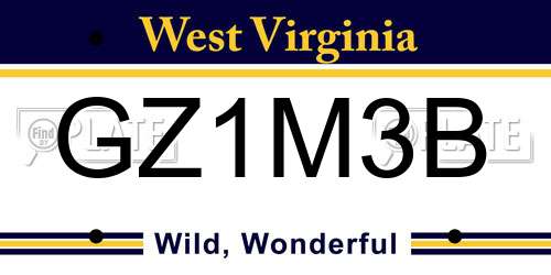 GZ1M3B West Virginia License Plate