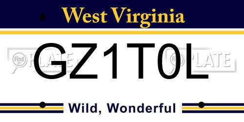 GZ1T0L West Virginia License Plate