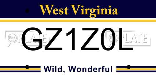 GZ1Z0L West Virginia License Plate