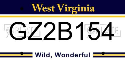 GZ2B154 West Virginia License Plate