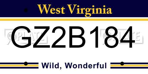 GZ2B184 West Virginia License Plate