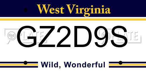 GZ2D9S West Virginia License Plate