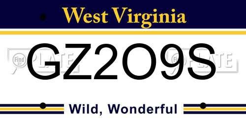 GZ2O9S West Virginia License Plate