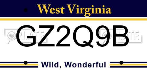GZ2Q9B West Virginia License Plate