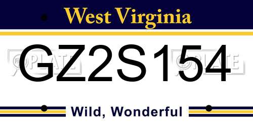 GZ2S154 West Virginia License Plate