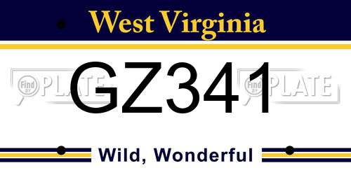 GZ341 West Virginia License Plate