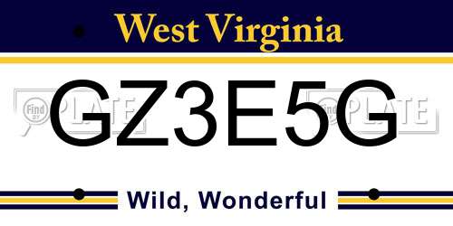 GZ3E5G West Virginia License Plate