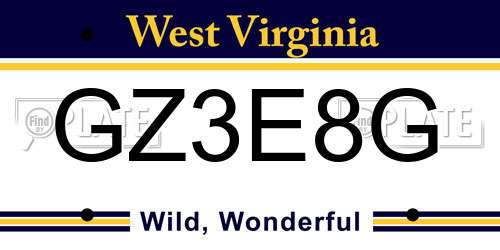 GZ3E8G West Virginia License Plate