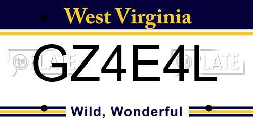 GZ4E4L West Virginia License Plate