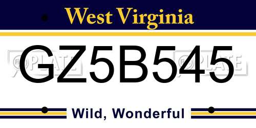 GZ5B545 West Virginia License Plate