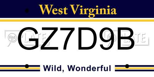 GZ7D9B West Virginia License Plate