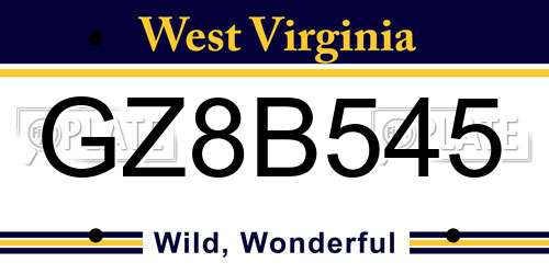 GZ8B545 West Virginia License Plate