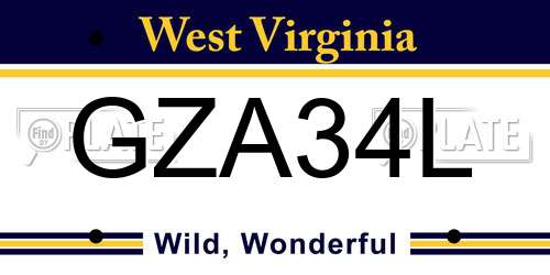 GZA34L West Virginia License Plate