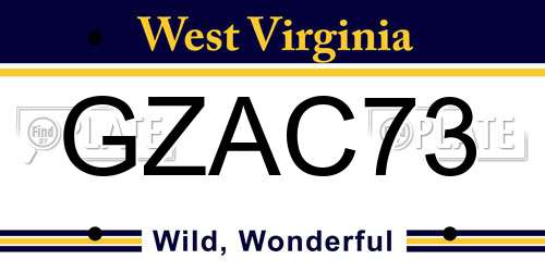 GZAC73 West Virginia License Plate