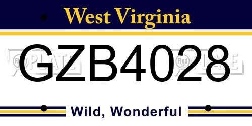 GZB4028 West Virginia License Plate