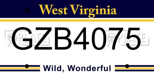 GZB4075 West Virginia License Plate