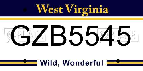 GZB5545 West Virginia License Plate